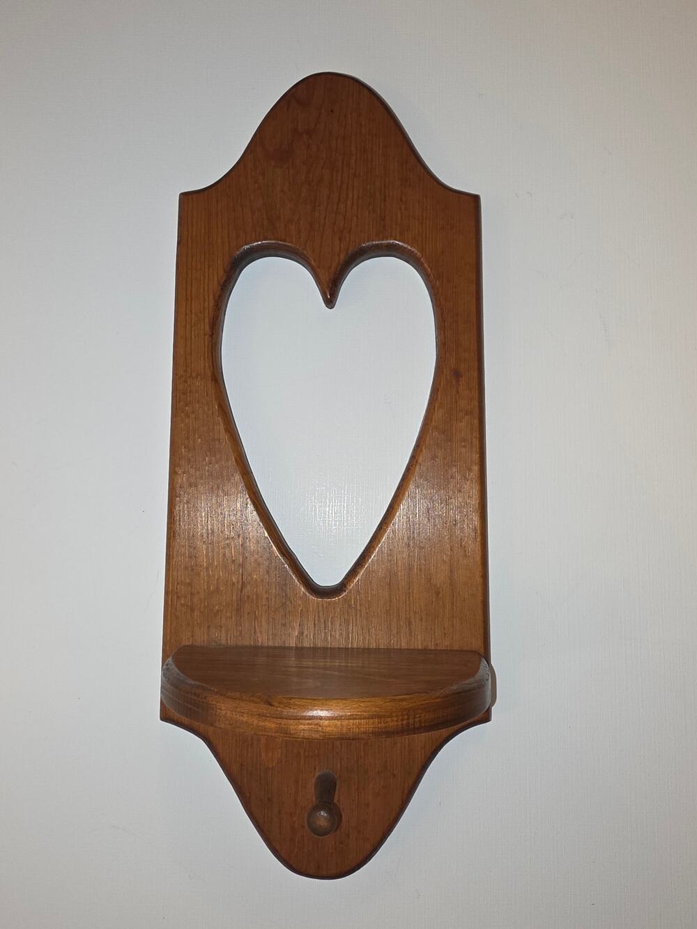 Vtg Heart Cutout Wall Shelf Peg Cottagecore Farmhouse Rustic Nostalgia 80s 90s